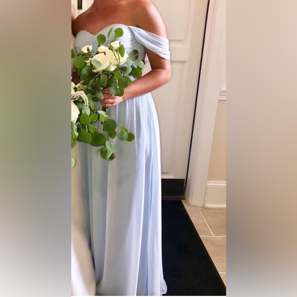 Elegant Light Blue Off-Shoulder Dress